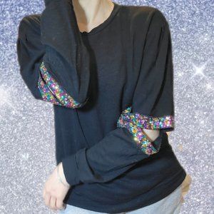 🦋Y2k Black Rainbow Sequins Contrast Long Sleeve Sweater🦋